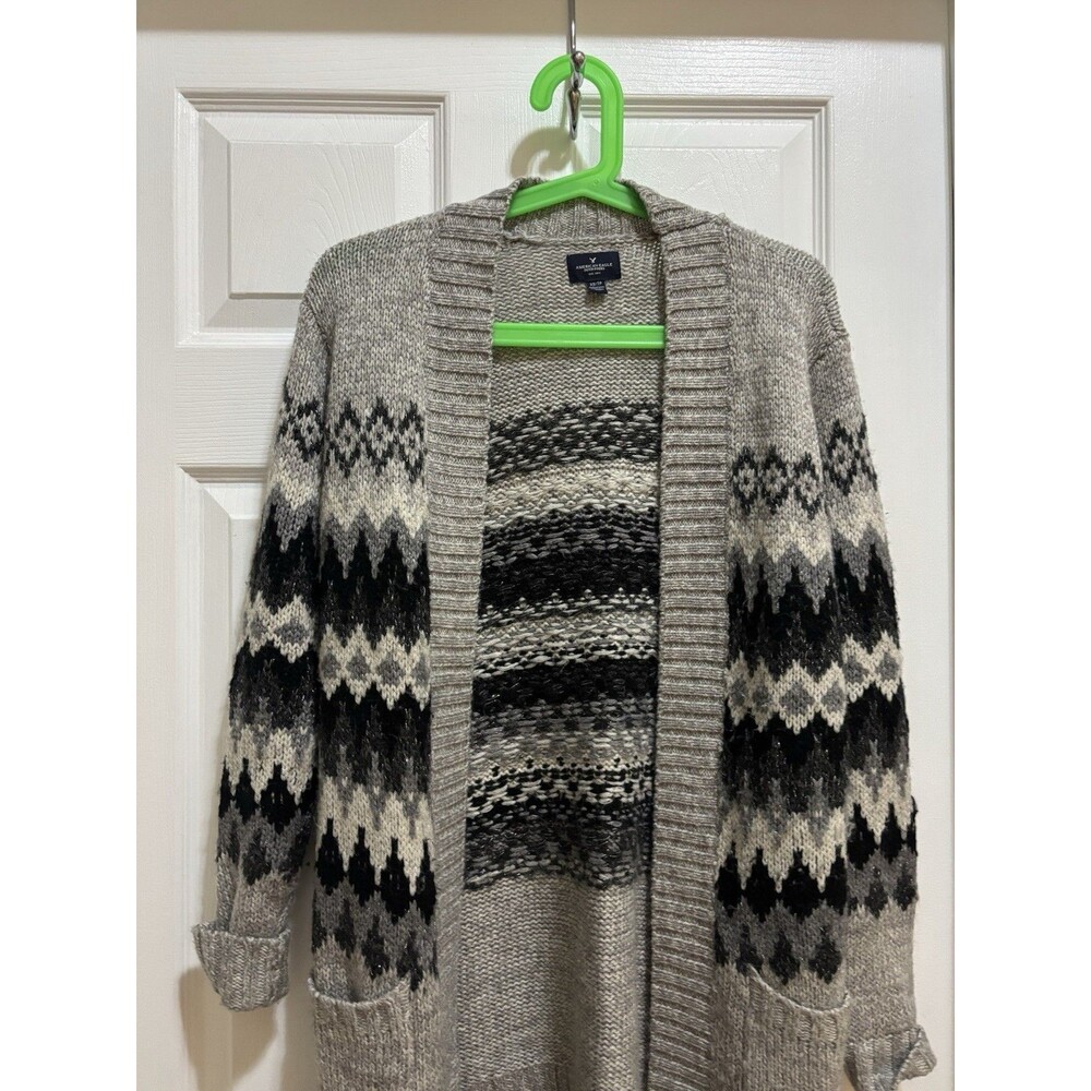 American Eagle Medium Chunky  Open front Cardigan Sweater Gray XS